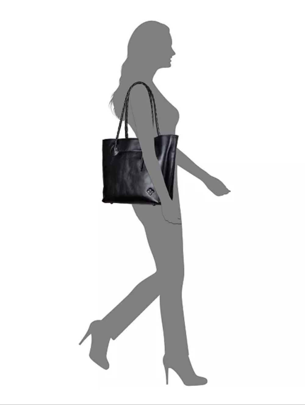 Patricia Nash Eastleigh Large Classic Black Leather Tote Bag Western Minimalist - Picture 4 of 16